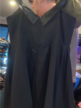 Black Sleeveless A-Line Dress with satin off the shoulder arm sleeves